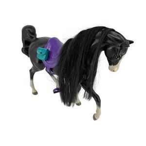 VTG 1997 Mulan Disney Khan Real Riding Black Horse w/ Saddle & Saddle Bag